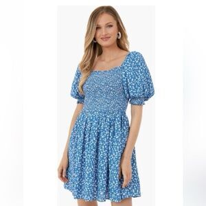 Hyacinth House Tuckernuck Pai Mini Dress Blue Ditsy Floral Size Medium